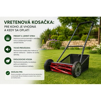 Vretenová kosačka na pravidelne udržiavanom trávniku